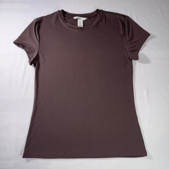 Light Brown Fitted Baby Tee Size Medium H&M Basic - Picture 1 of 8